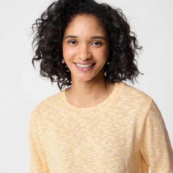 New JCREW Size XL Crewneck Beach Sweater in Pale Mustard $89 BQ689 - Picture 3 of 4